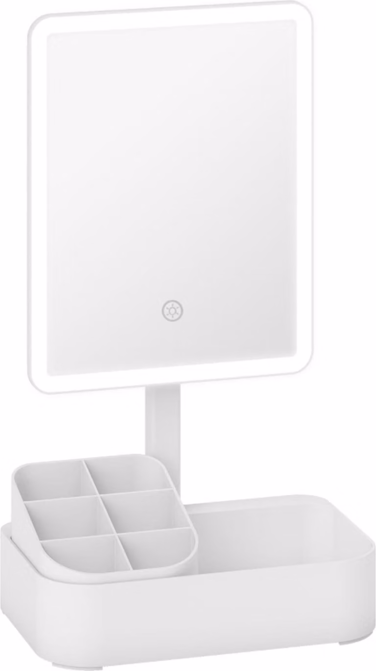Specchio per il trucco con illuminazione specchio per il trucco ricaricabile a LED ruotabile di 180° con 2 modalità di illuminazione, bianco
