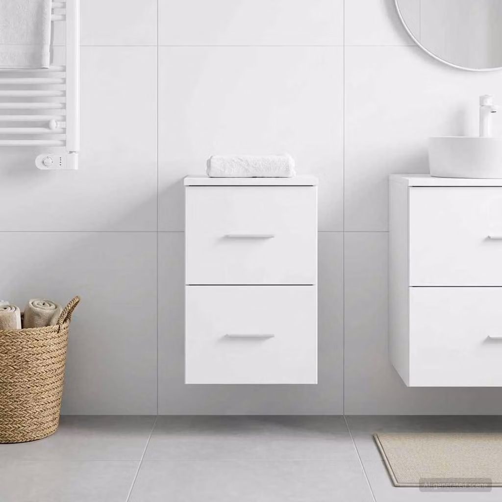 Armadio da bagno moderno vidaXL In-between bianco con ante e cassetti, L 30 cm, P 35 cm, H 50 cm