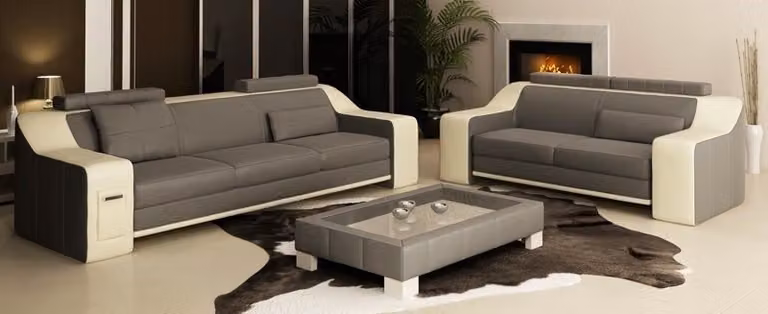 Ledersofa Set Sofa Couch Sitz Polster Garnitur Sofagarnitur 3+2+1 Sofas mit USB
