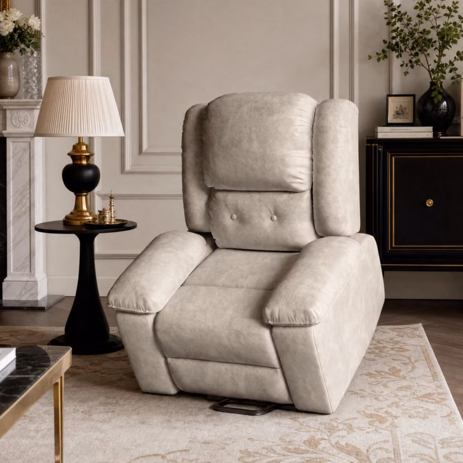 Poltrona reclinabile elettrica con supporto per l'alzata, poltrona relax, poltrona massaggiante con funzione riscaldante, poltrona per anziani, poltrona da TV, rivestimento in tessuto, colore marrone