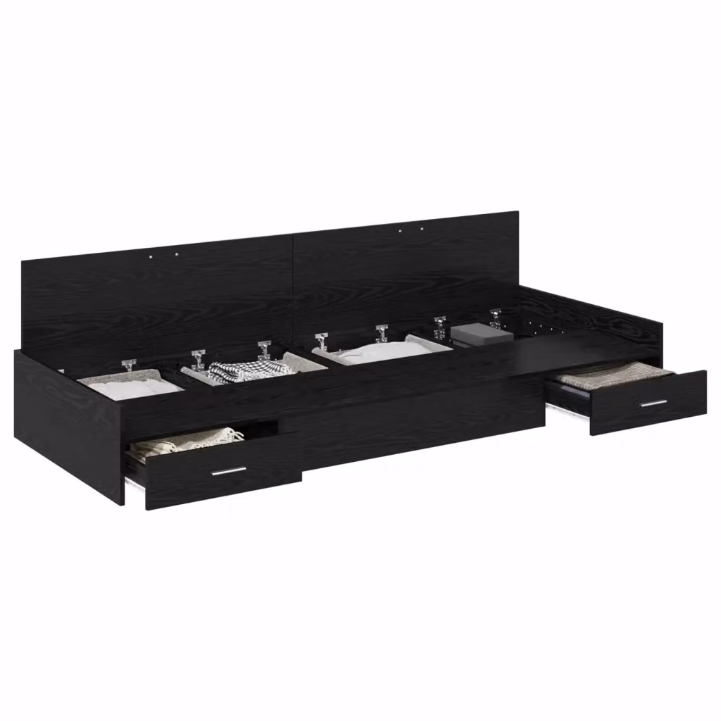 Struttura letto con cassetto vidaXL in legno e MDF nero 90 x 190 cm – 2