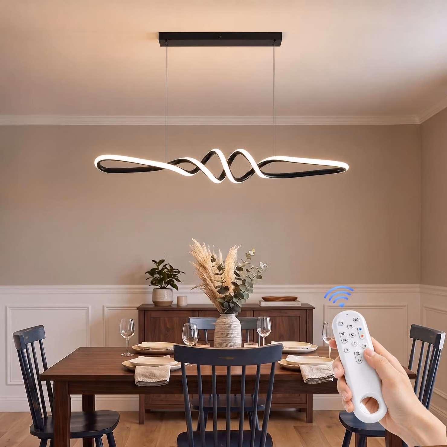 Lampadario a LED, diametro 90 cm, 40 W, dimmerabile, altezza regolabile, con telecomando