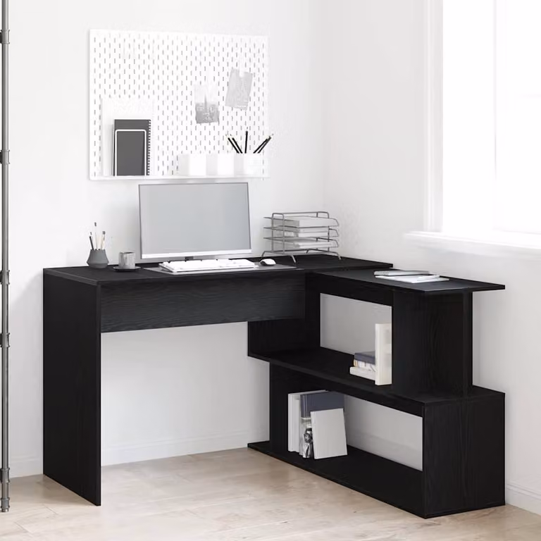 Maison Exclusive - Scrivania, finitura effetto legno nero rovere, realizzata in materiale composito
