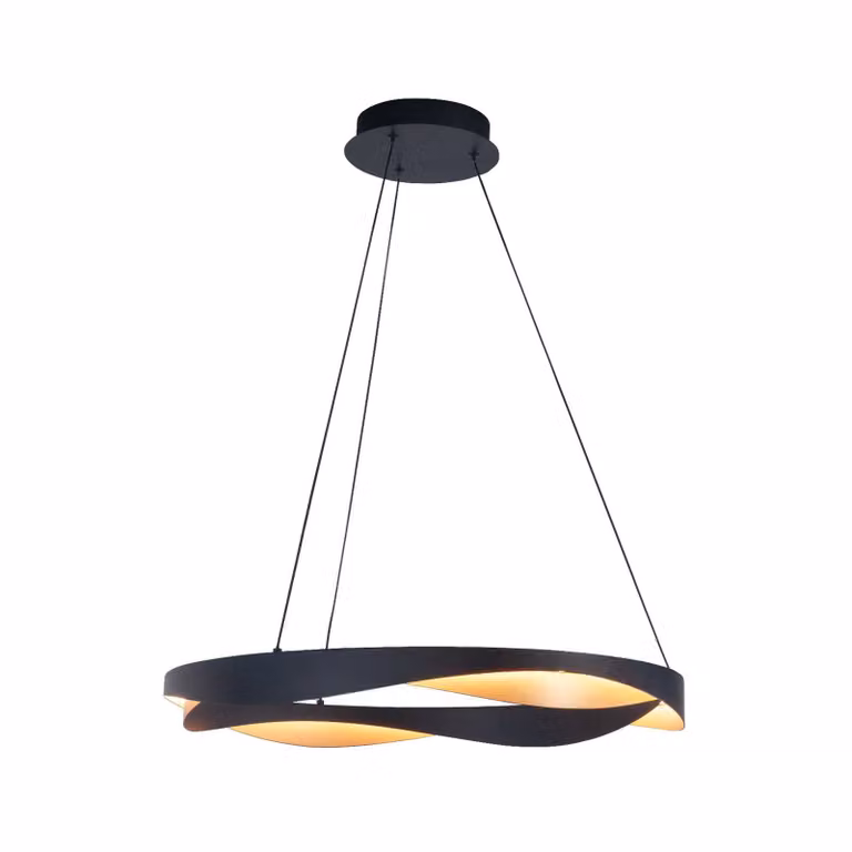 HighLight Lampada LED a sospensione Ascoli, Ø 64 cm, nero/oro, metallo, dimmerabile, Nero, Soggiorno / Sala da pranzo, Metallo, Moderno