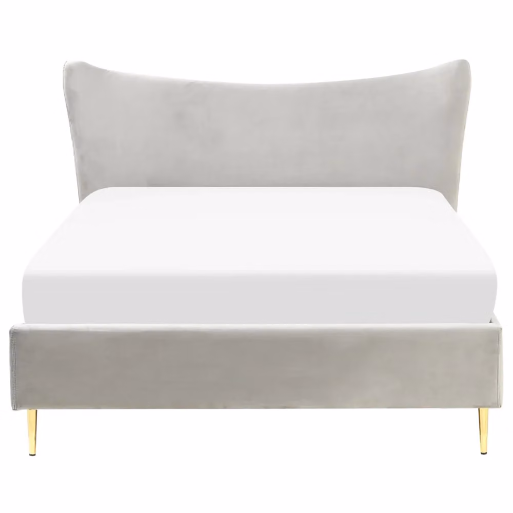 Letto Beliani in velluto grigio con testiera imbottita e gambe oro in stile glamour moderno L/P/H: 140 x 200 cm – 2
