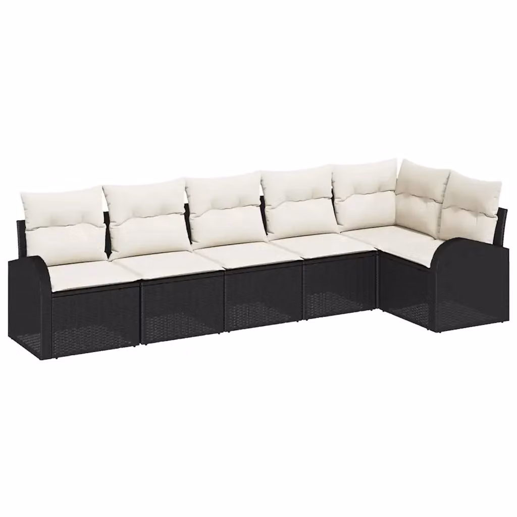 Set Divano da Giardino a L con 6 Sedute vidaXL, Colore Nero e Bianco, con Cuscini Imbottiti e Struttura in Metallo – 2
