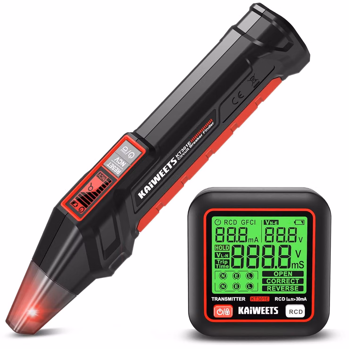 KAIWEETS KT301E Localizzatore Interruttori Tester Prese RCD LCD NCV