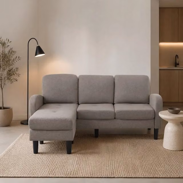 Divano angolare modulare ULEVR 166x118x77 cm 3 posti con chaise longue reversibile, grigio scuro antico