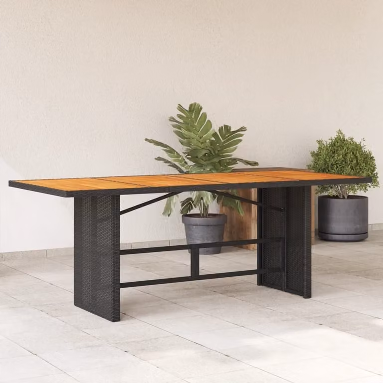 Maison Exclusive - Tavolo da giardino con piano in legno nero 190x80x75 cm Poly Rattan