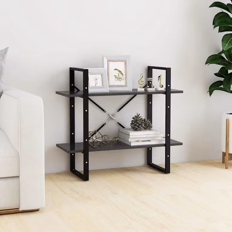 Libreria a 2 Ripiani vidaXL in Stile Industrial Grigia L: 80 cm, P: 30 cm, H: 70 cm
