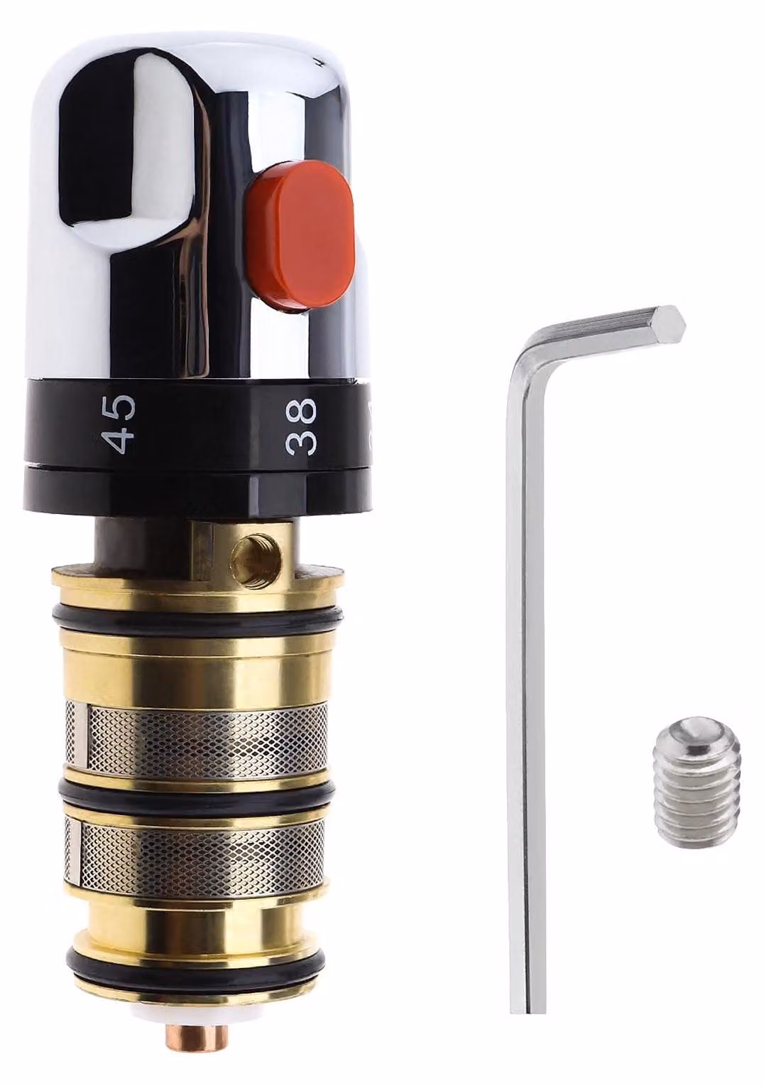 Kit di riparazione termostatica - Miscelatore per doccia - Miscelatore per bagno - Realizzato in ottone massiccio cromato - Sicurezza fino a 38°C - Risparmio idrico - Miscelatore