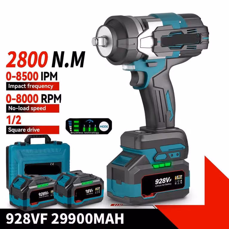Chiave a percussione – con batteria – Avvitatore a impulsi – Brushless – Elettrico – Coppia – 1800 Nm – Senza fili