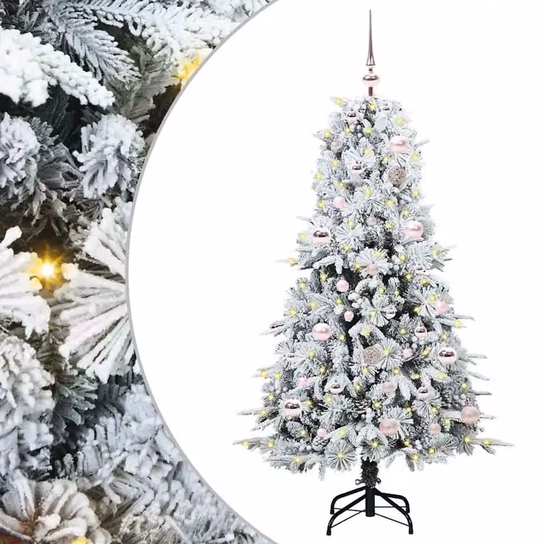 Albero di Natale artificiale vidaXL bianco con luci LED bianco caldo, Altezza: 150 cm