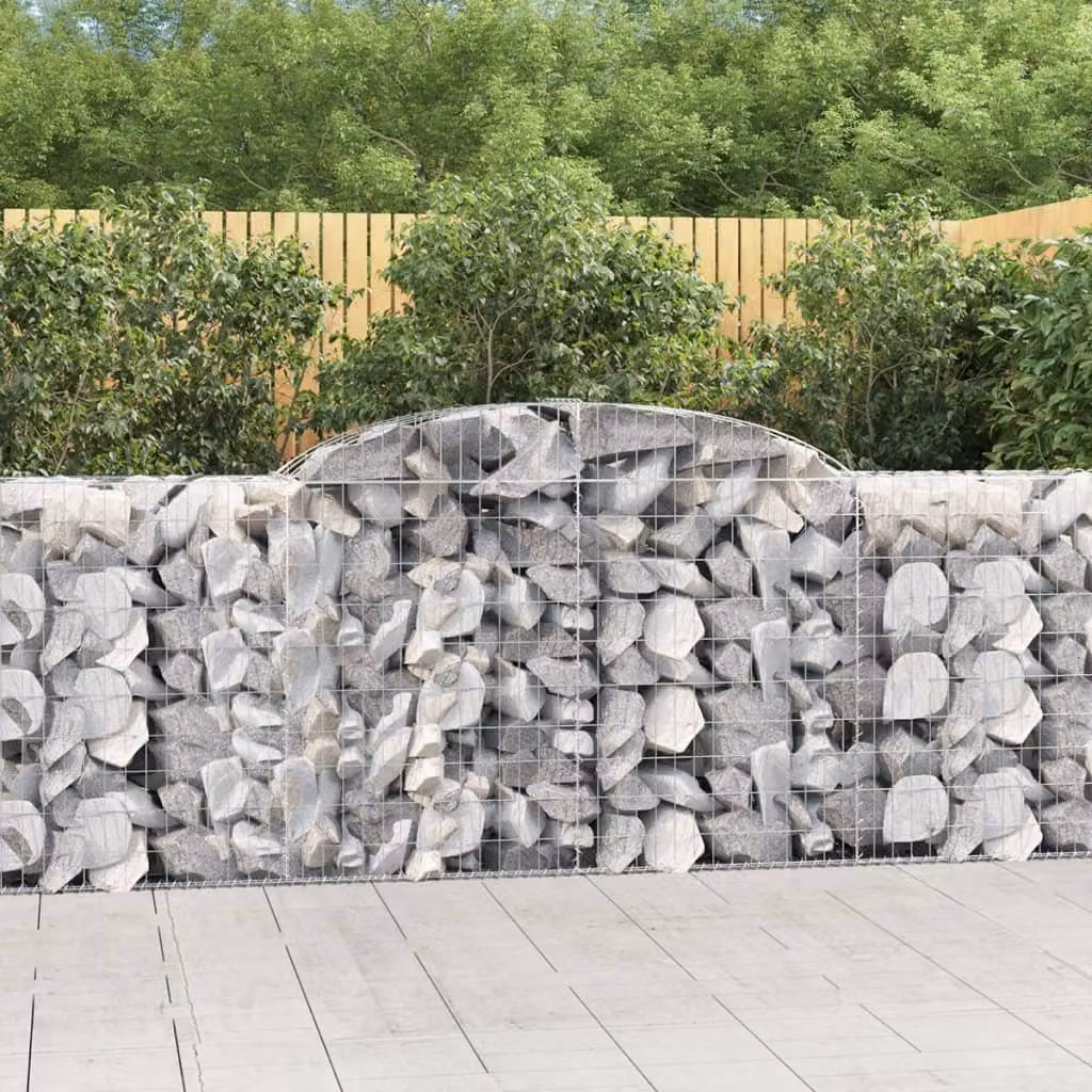 Set di 13 cesti gabbioni ad arco vidaXL in acciaio zincato grigio, L: 300 cm, P: 50 cm, H: 100/120 cm