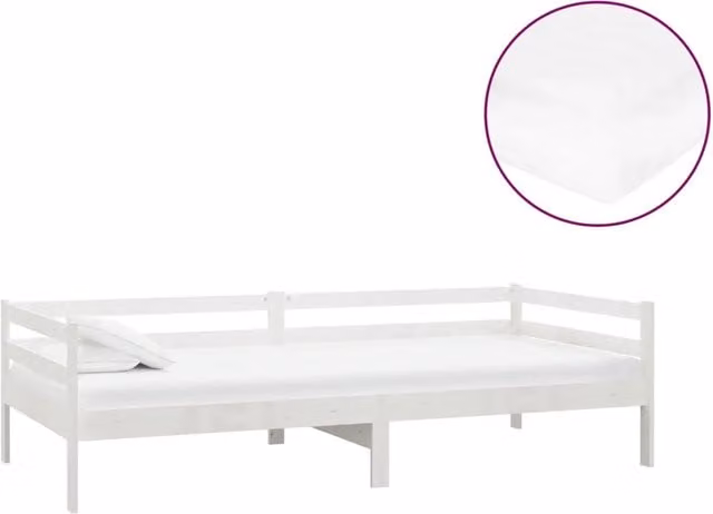 Divano letto | Sof¨¤ letto | Letto singolo con Materasso 90x200 cm Bianco in Legno di Pino