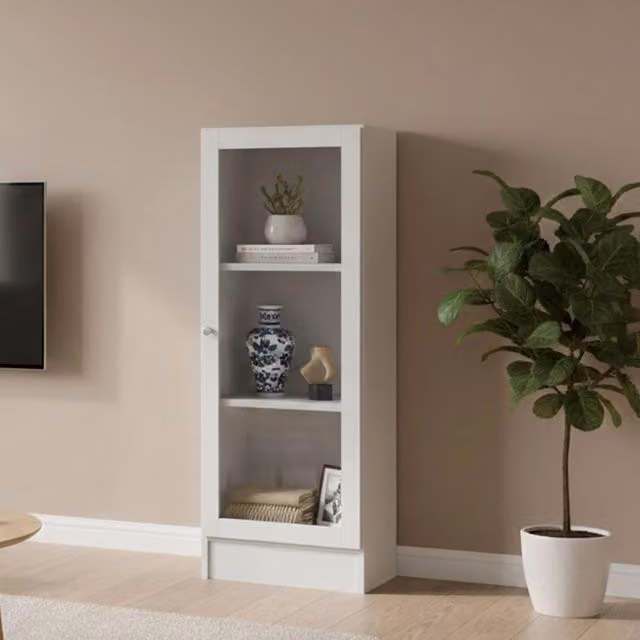 Libreria Goring DMORA Bianca con ripiani in vetro, L 41 cm, P 28,3 cm, H 107,2 cm