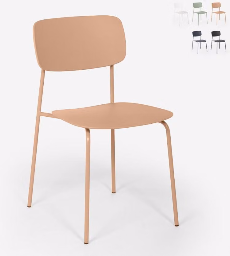 Sedia da pranzo in polipropilene e metallo, design moderno Josy - Rosa