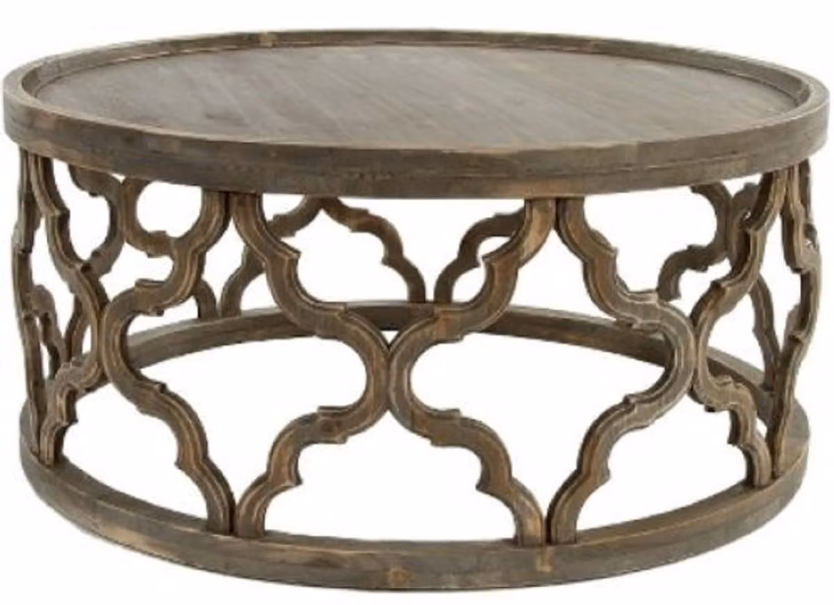 Tavolino di design Casa Padrino marrone Ø 80 x H. 37 cm - Tavolo da salotto moderno rotondo in legno