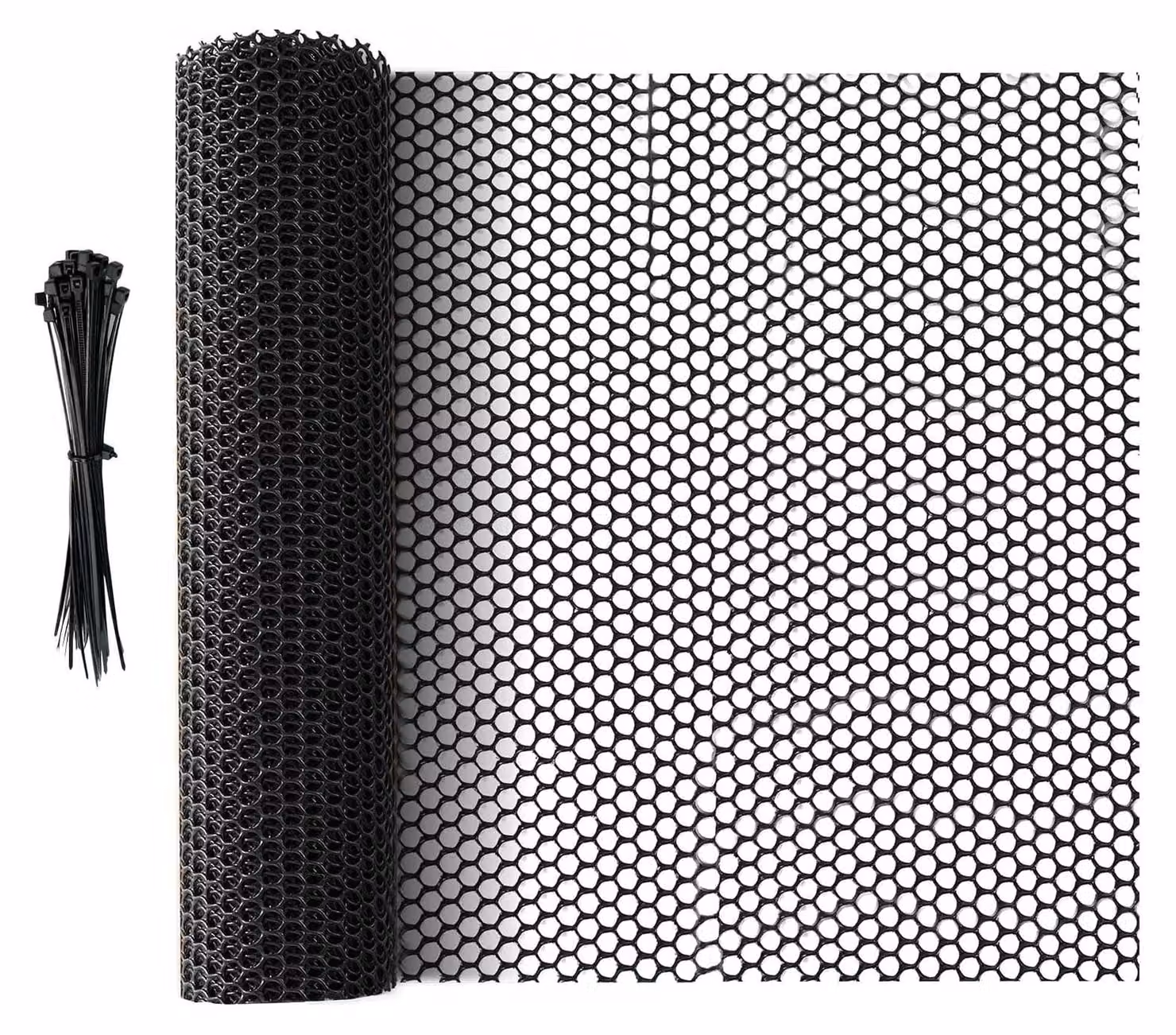 Rete plastica a rotolo - Nera - 15 m x 40 cm - Recinzione per animali - Protezione per alberi