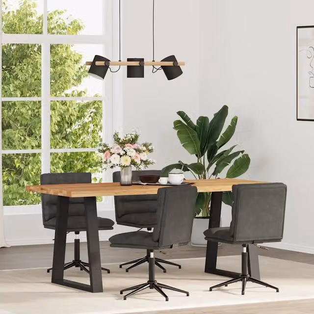 Sedie da Pranzo 4 pz Nere in Similpelle 3315675