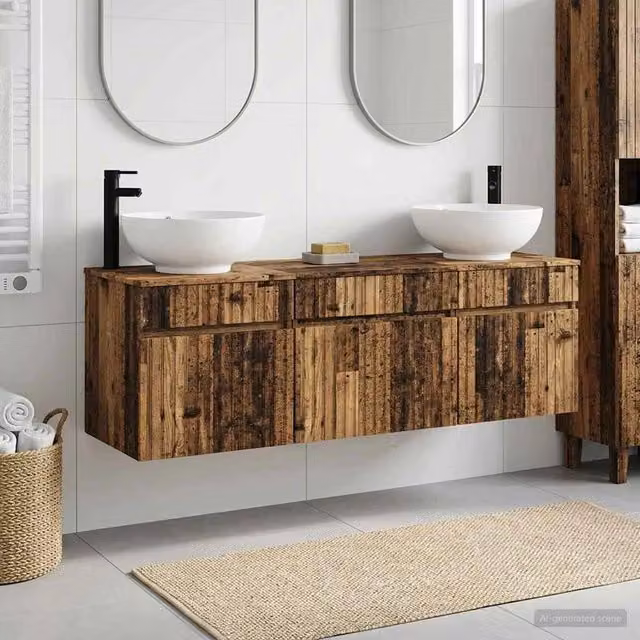 Set di Armadi da Bagno 3 pz Legno antico 49 x 44,5 x 66,5 cm 3405765