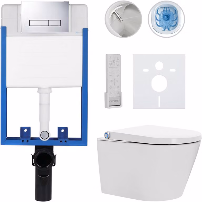Set completo per WC Profi/Cronus Premium - bianco lucido - pulsante per WC Slim/cromato - da incasso - 59,3x38,4 cm