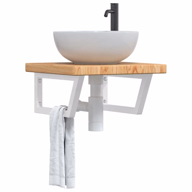 vidaXL Ripiano a Parete per Lavabo in Rovere e Metallo, Moderno, Marrone e Bianco