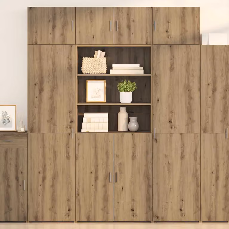Armadio moderno in rovere vidaXL con ante a battente e ripiani interni, colore marrone, L: 80 cm, P: 42,5 cm, H: 225 cm