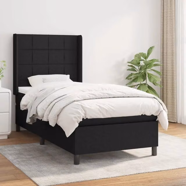 Letto Ibrido vidaXL con Giroletto a Molle e Materasso, Nero e Bianco, L/P/H: 200 x 80 x 83 cm – 1