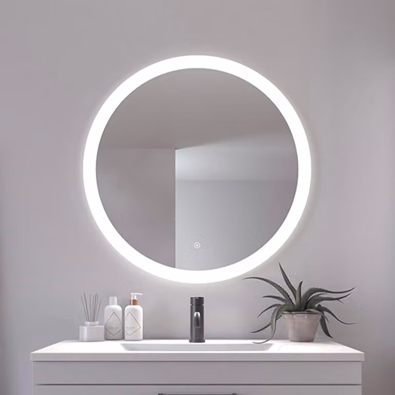 Specchio LED rotondo, diametro 60 cm, con interruttore touch, dimmerabile, da montare a parete