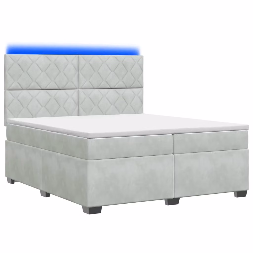 Letto box spring ibrido vidaXL con materasso a molle insacchettate e base contenitore, rivestimento in tessuto grigio, con illuminazione sottostante e porta USB, L/P/H: 200 x 200 x 140 cm – 2