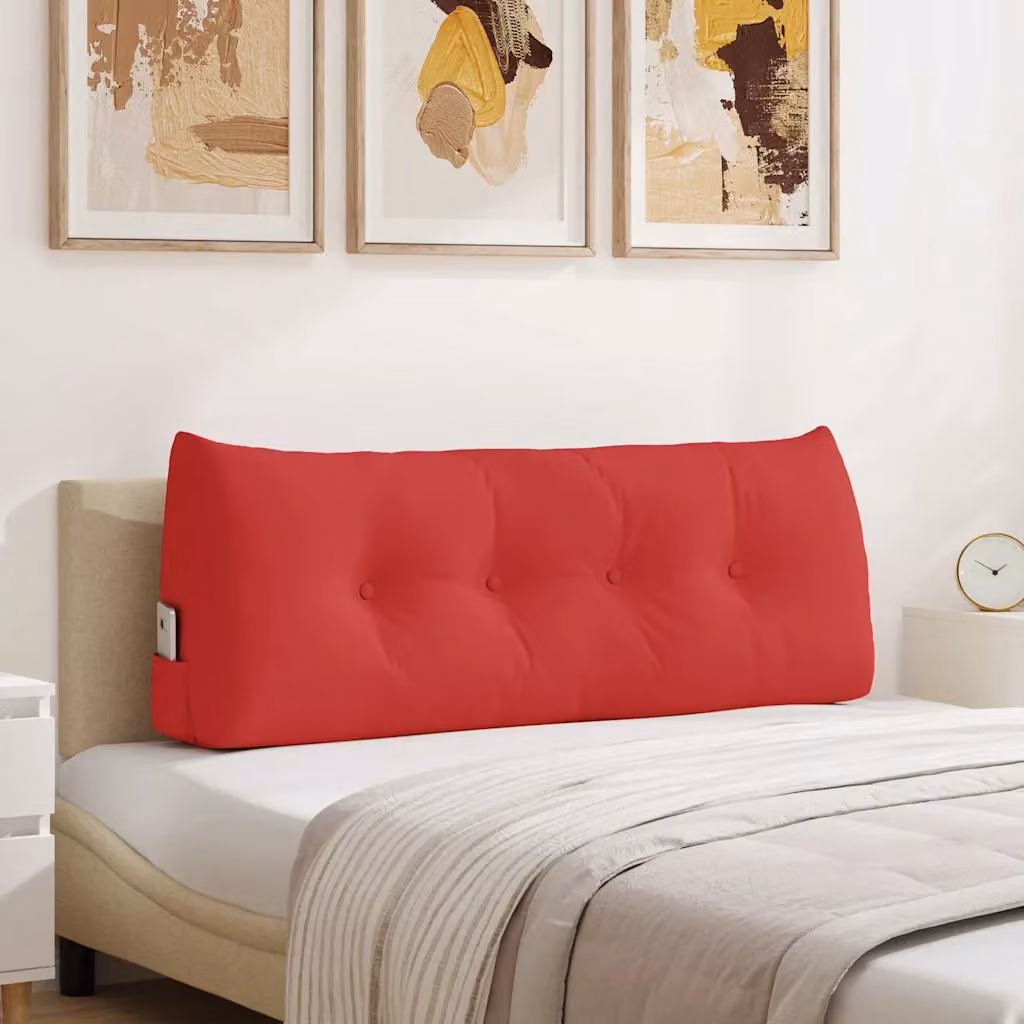 Cuscino per schiena sagomato vidaXL Rosso con rivestimento rimovibile L 120 x P 24 x H 50 cm
