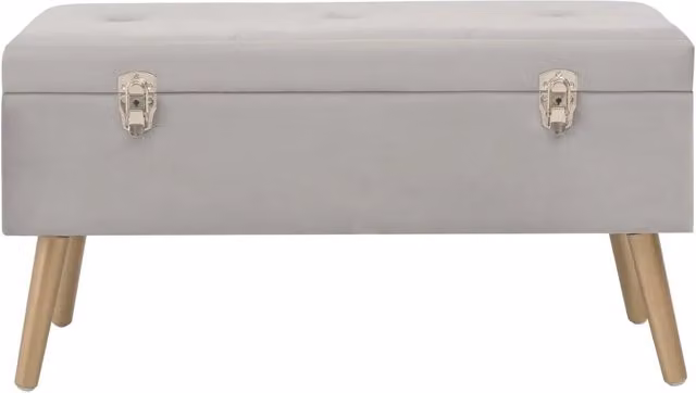 Panca con contenitore Design Mania in velluto grigio e oro con struttura in legno di pino, Larghezza: 80 cm – 1