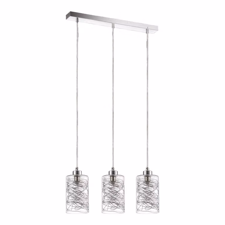 Luce a sospensione KNITT 3xG9/33W, cromo/argento L: 500, L: 100, H: 1250, dimmerabile