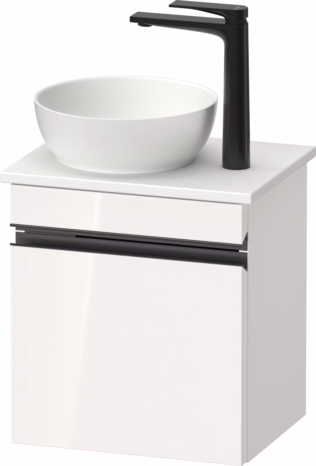 Duravit Sivida Meuble sous-lavabo sur console, charnières à gauche, poignée-barre noir diamant mat, 400x325x440mm, SV4656LBD220000, SV4656LBD220000
