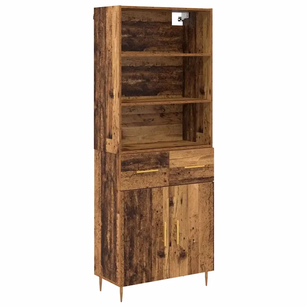 Credenza moderna vidaXL in legno e metallo color marrone L: 69,5 cm, P: 34 cm, H: 180 cm – 2