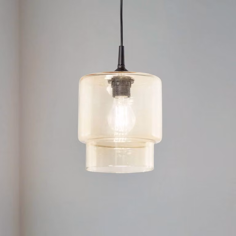 Lampada a sospensione in vetro Nesto Argon, dimmerabile, Crema / Ambra, Soggiorno / Sala da pranzo, Vetro, Lampada a sospensione