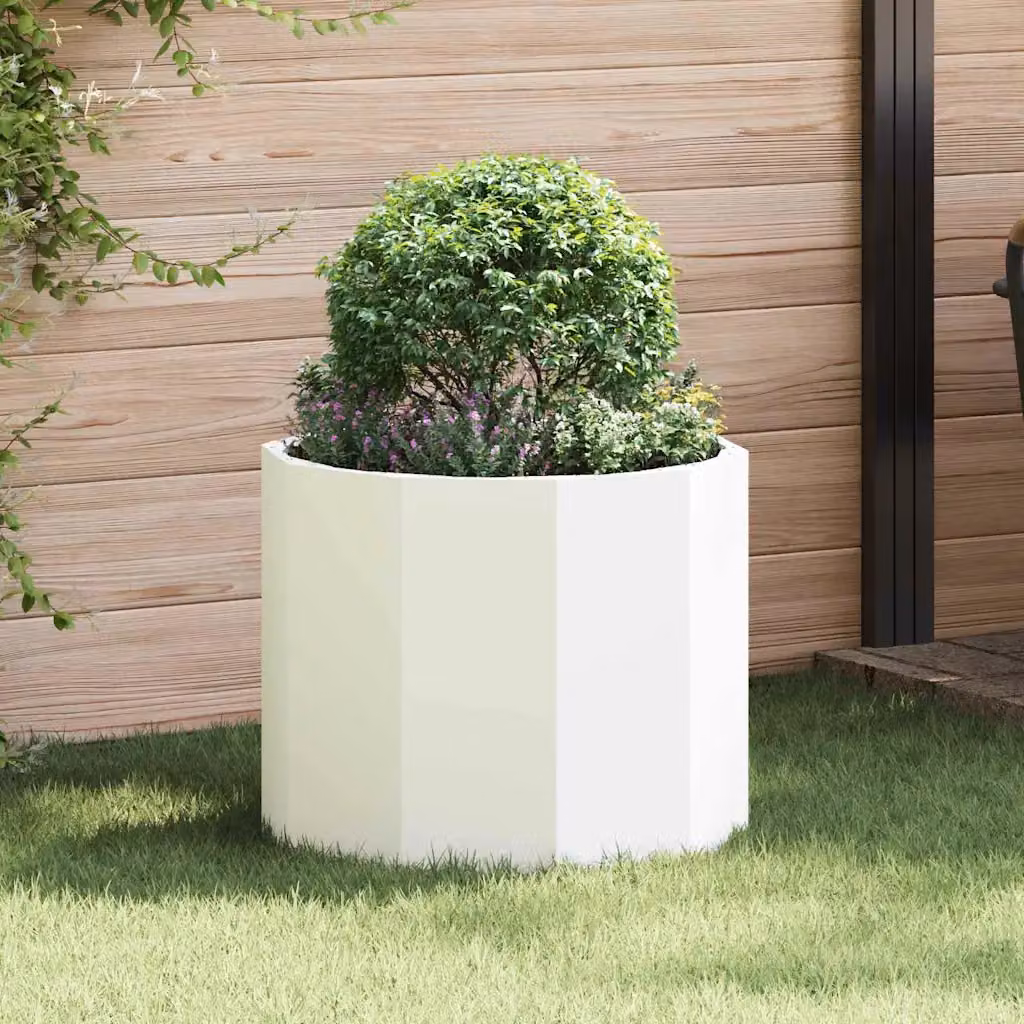 Fioriera da giardino vidaXL in acciaio bianco L/P/H: 60 x 60 x 50 cm