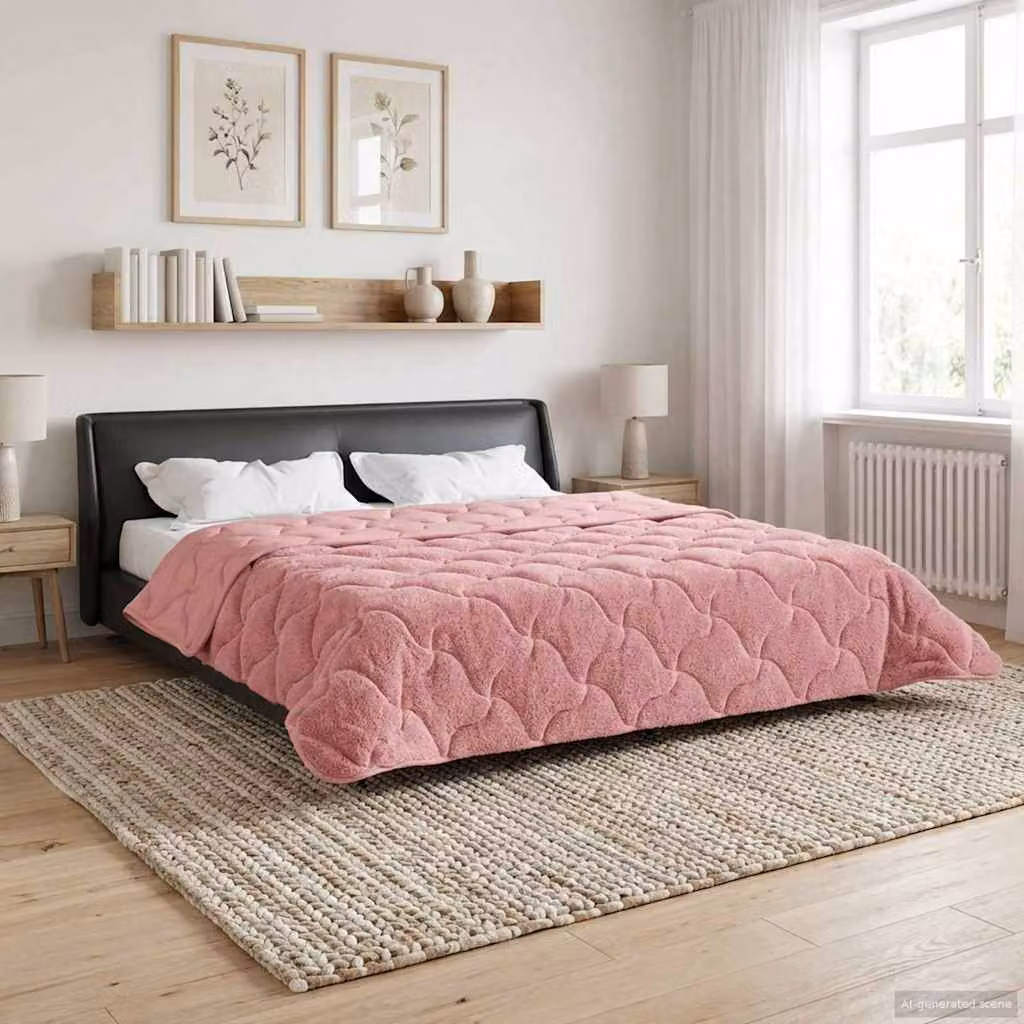 Piumino estivo reversibile vidaXL in microfibra traspirante, Rosa, L: 220 cm x P: 260 cm