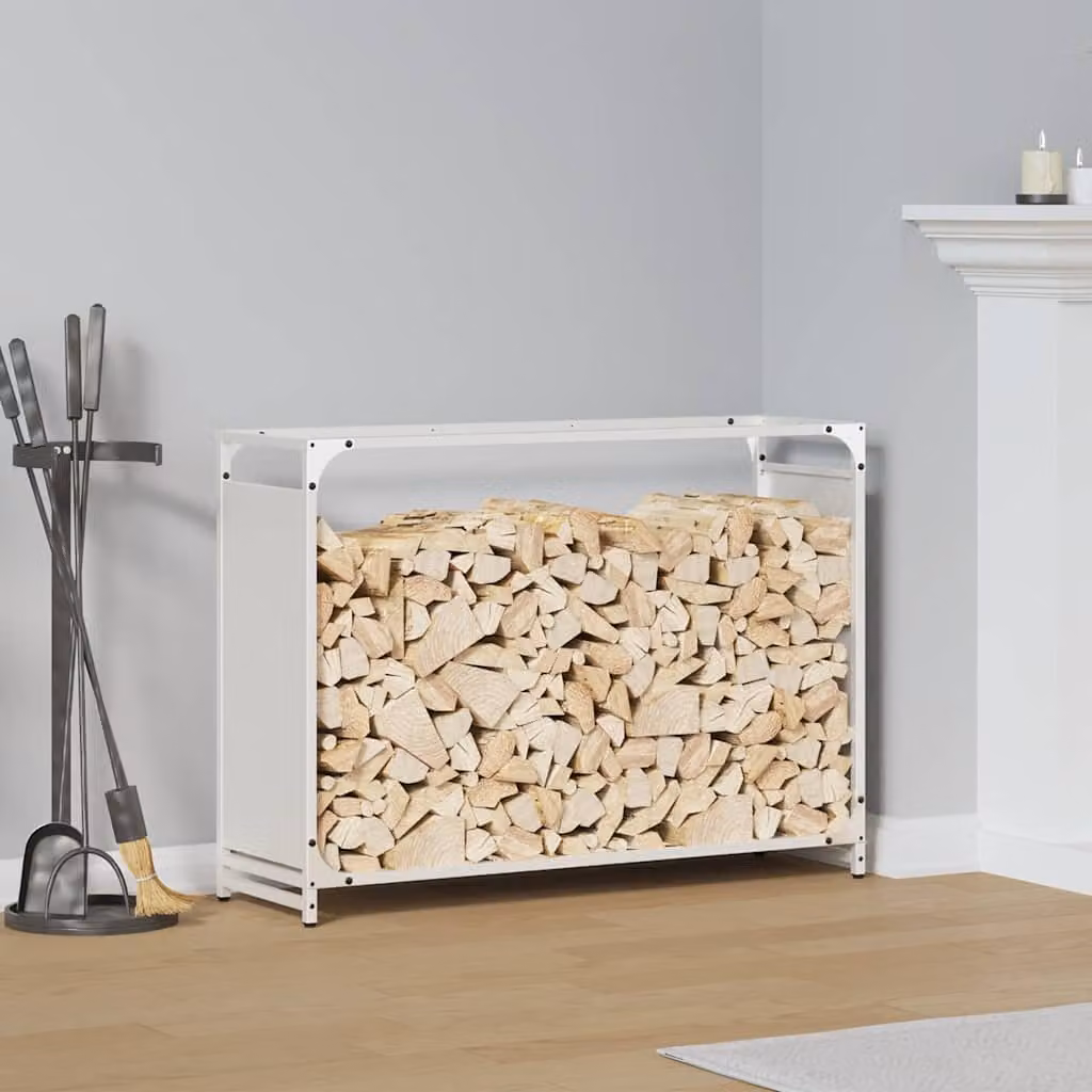 Rastrelliera per legna da ardere vidaXL bianca L 90 cm x P 28 cm x H 65 cm