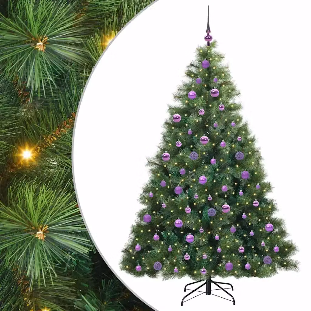 Albero di Natale artificiale moderno vidaXL verde con 300 LED luce bianca calda in PE e PVC, Altezza: 180 cm – 2