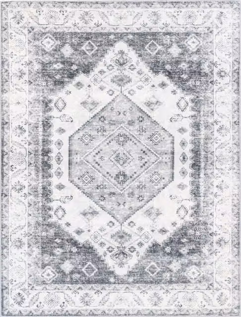 Tappeto lavabile Cambria grigio con design boho astratto L: 80 cm, P: 150 cm