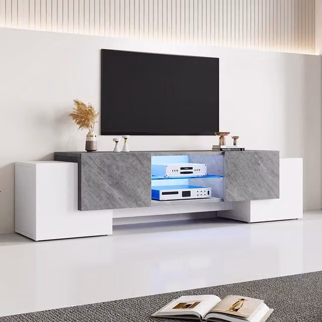 Mobile TV bianco/grigio - Xylo - 180x40x46.5cm per 60-70"
