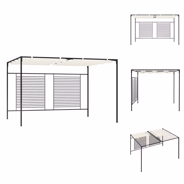 vidaXL Padiglione con tetto estensibile 3x4x2,3 m bianco crema 180 g/m² - Padiglioni e tende per feste