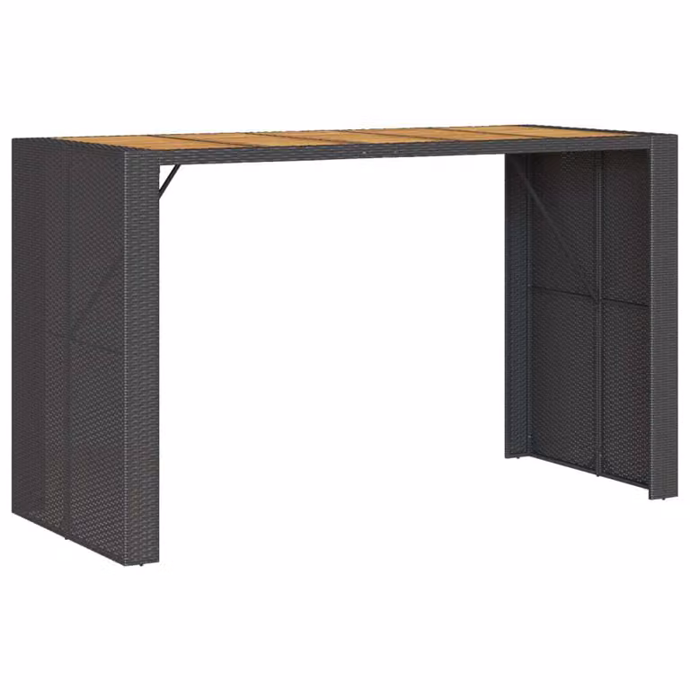 Tavolo Bar da Giardino Piano in Acacia 185x80x110 cm Polyrattan