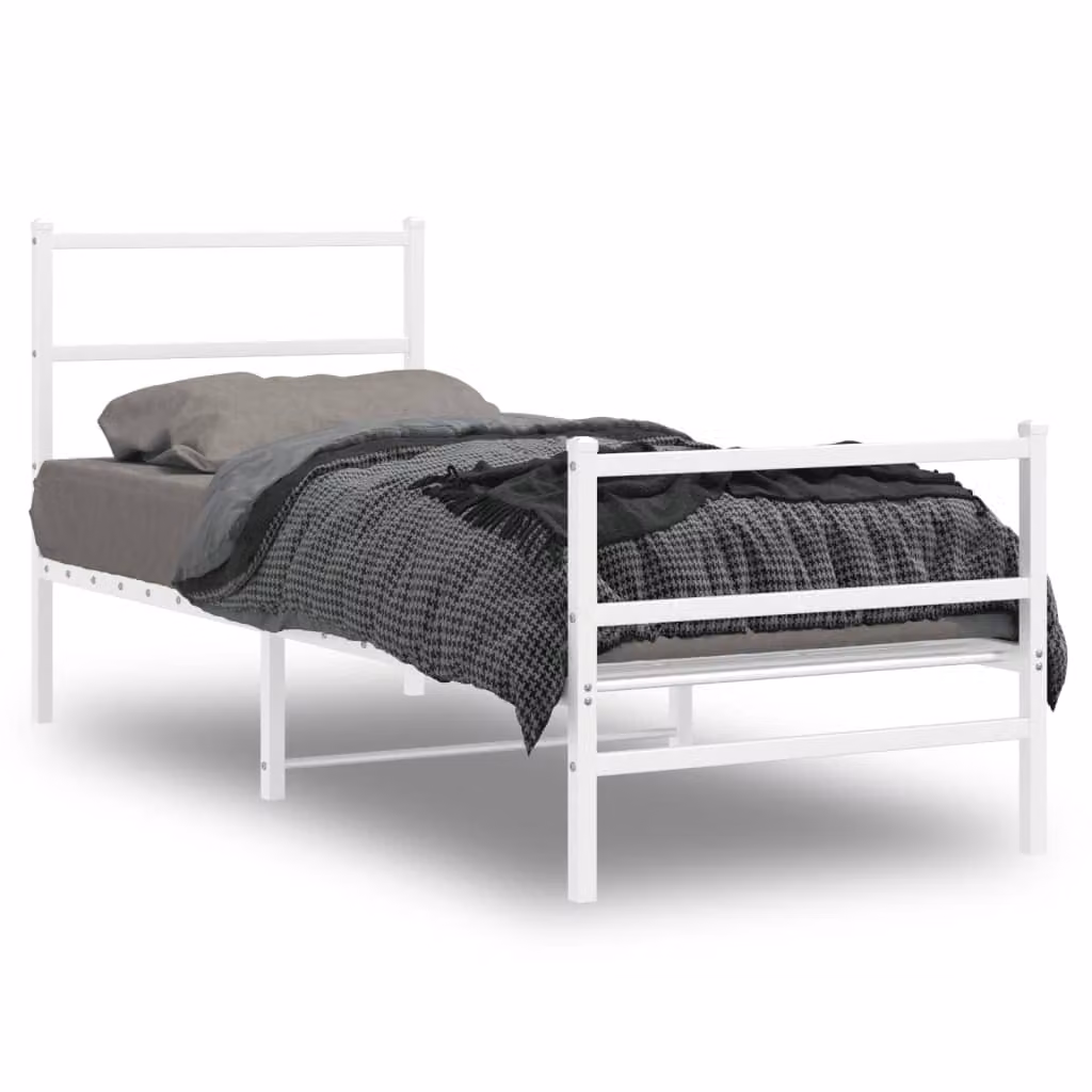 vidaXL Giroletto in metallo con testiera e pediera, Bianco, L 80 x P 200 cm