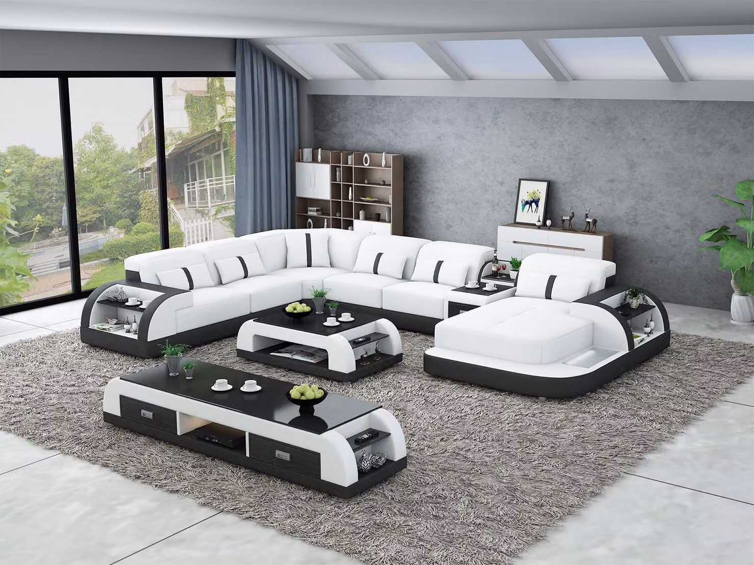 Ledersofa Design Eckgarnitur Ecksofa Luxus Wohnlandschaft led sofa couch Polster