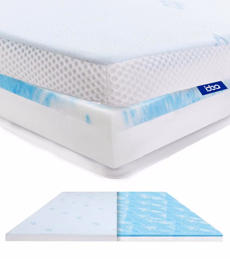 Topper per materasso in schiuma comfort, topper per materasso in gel H3/H4 in tessuto memory foam alto 7,5 cm, comodo topper per materasso per letti a molle e letti scomodi