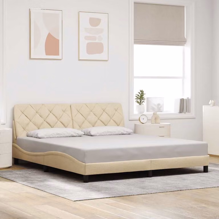vidaXL Giroletto senza Materasso in Tessuto Beige L/P/H: 180 x 200 x 185 cm