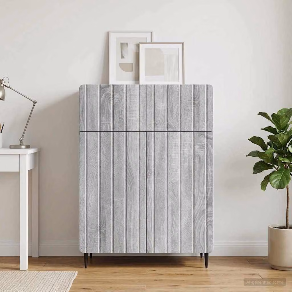 Credenza moderna vidaXL in legno ingegnerizzato grigio, L 66 x P 34,5 x H 92 cm